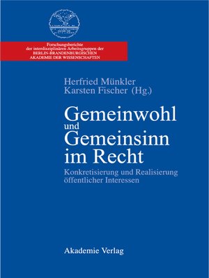 cover image of Gemeinwohl und Gemeinsinn im Recht